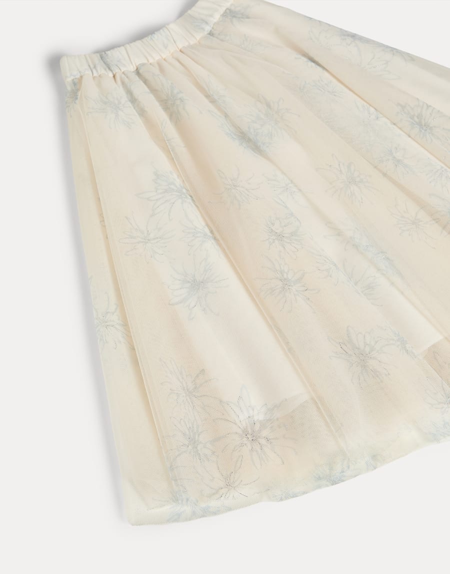 Юбка из тюля с принтом Sparkling Daisy Натуральный Девочки - Brunello Cucinelli