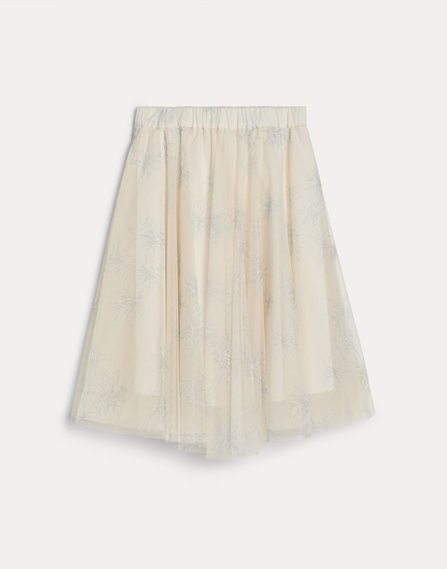 Юбка из тюля с принтом Sparkling Daisy Натуральный Девочки - Brunello Cucinelli