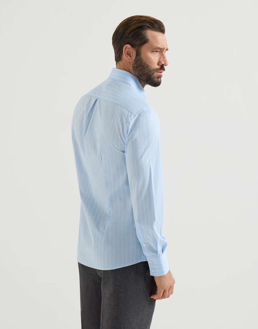 Striped poplin shirt Azure Man - Brunello Cucinelli