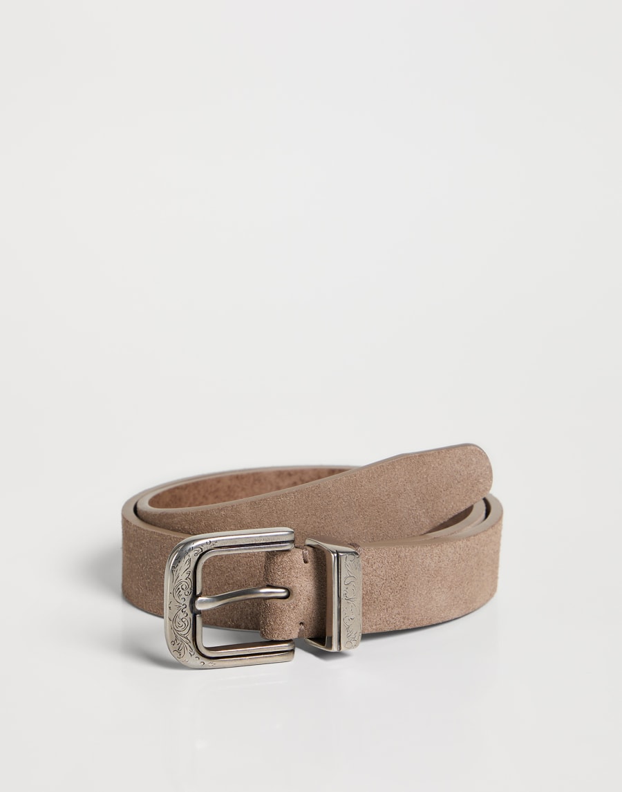 Suede belt with detailed buckle Light Brown Boys - Brunello Cucinelli