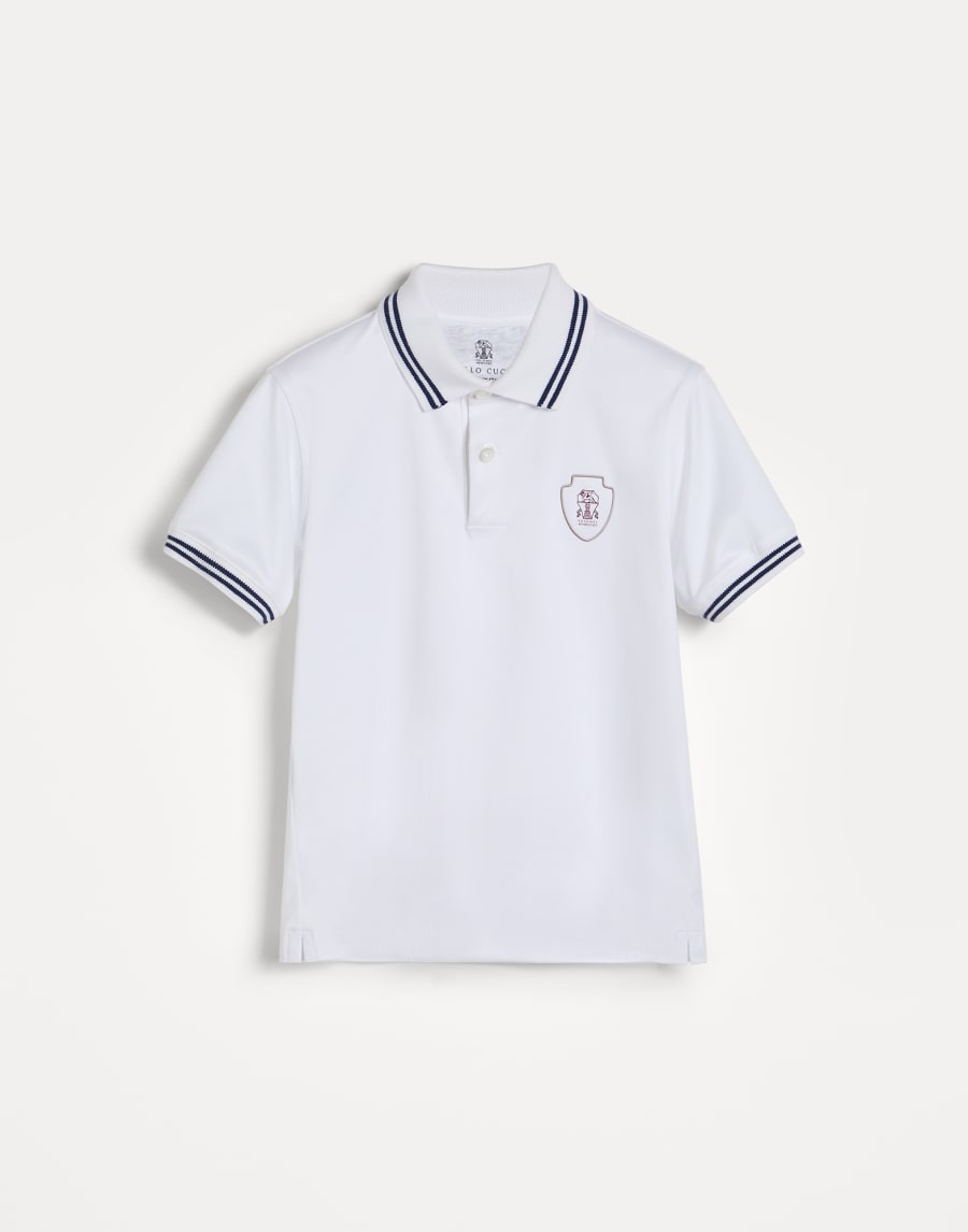 Polo en jersey de coton avec logo Blanc Garçon - Brunello Cucinelli