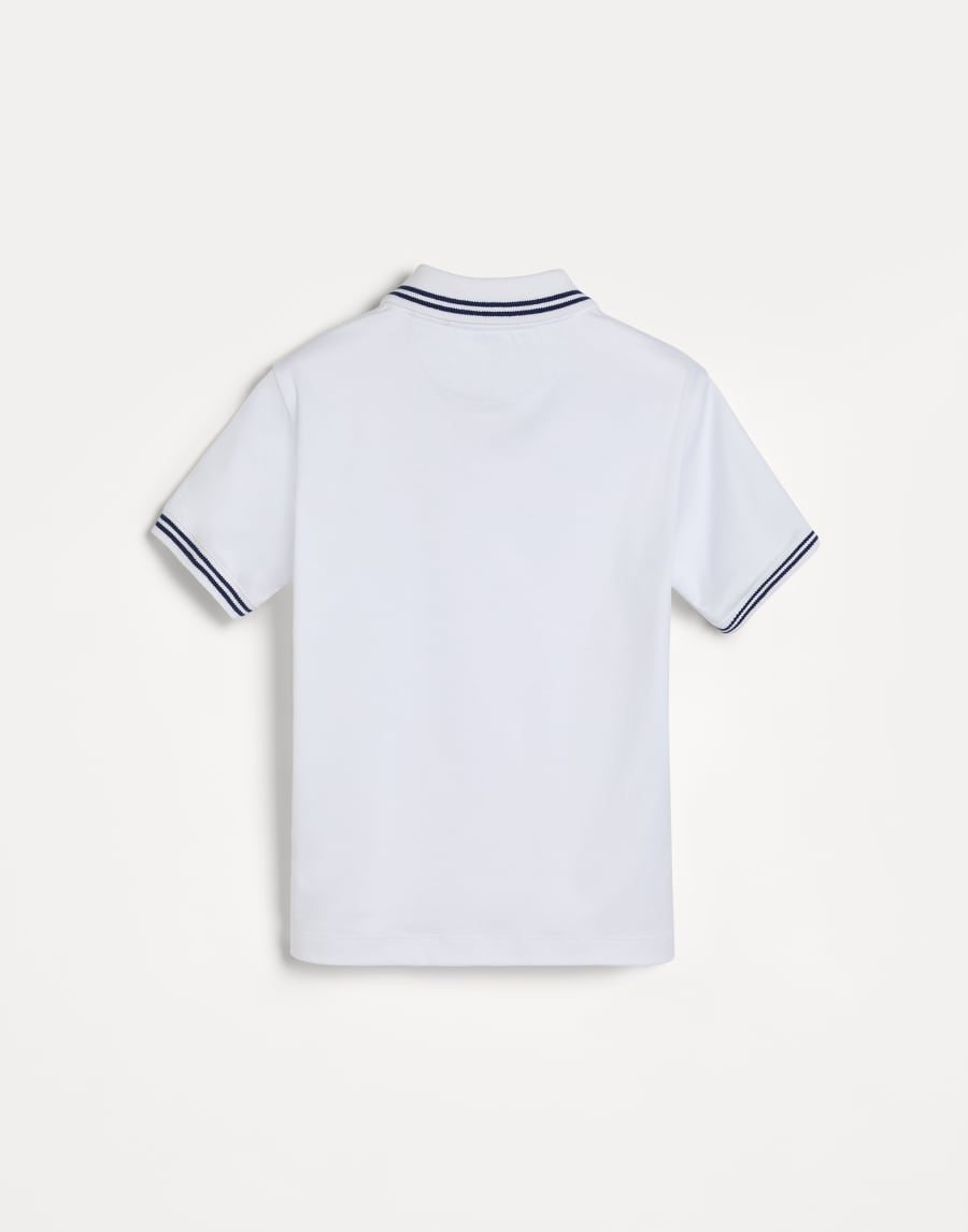 Polo en jersey de coton avec logo Blanc Garçon - Brunello Cucinelli