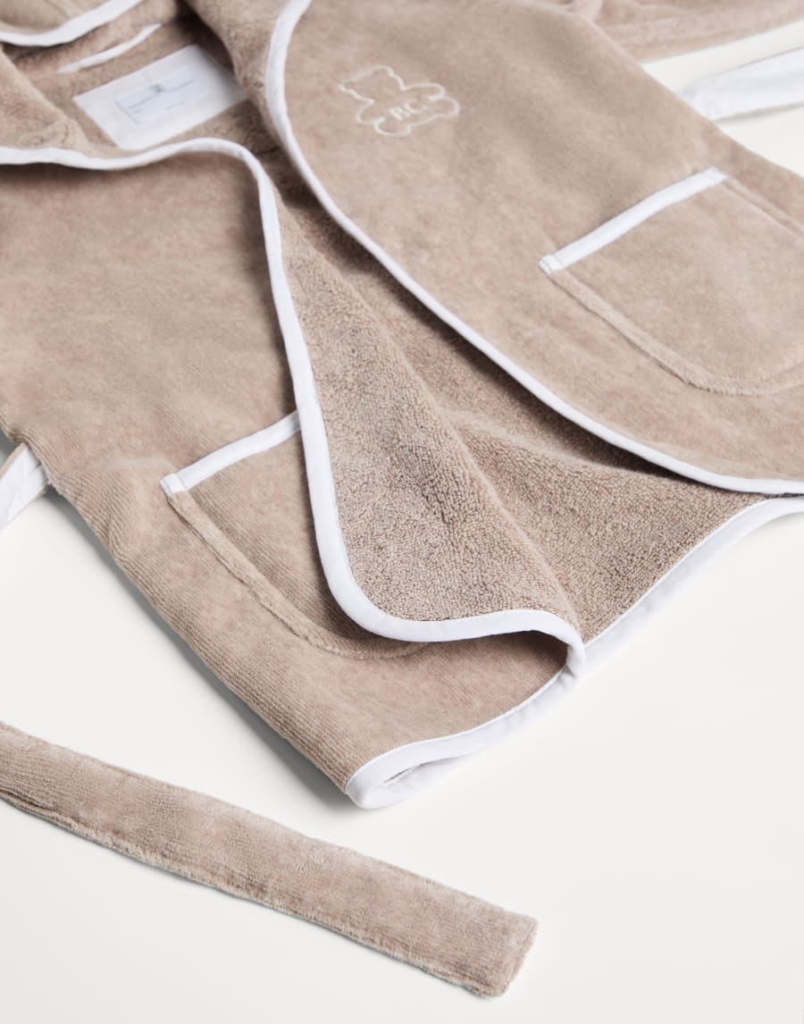 Cotton terrycloth bathrobe Beige Baby - Brunello Cucinelli