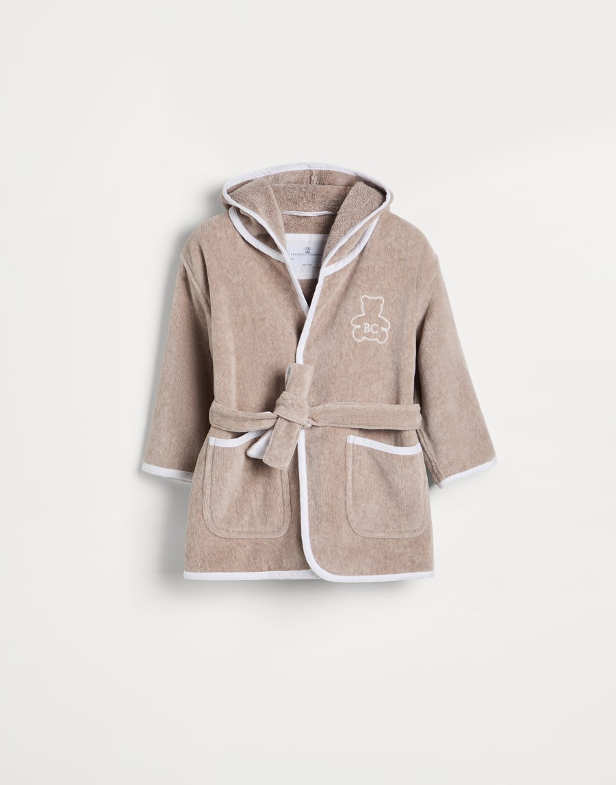 Cotton terrycloth bathrobe Beige Baby - Brunello Cucinelli