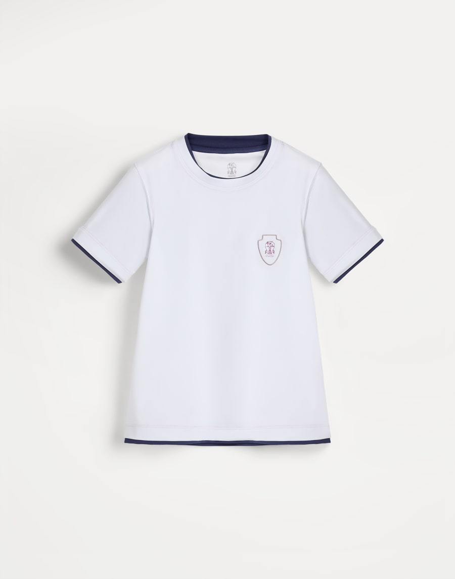 T-shirt with Faux Layering and logo White Boys - Brunello Cucinelli