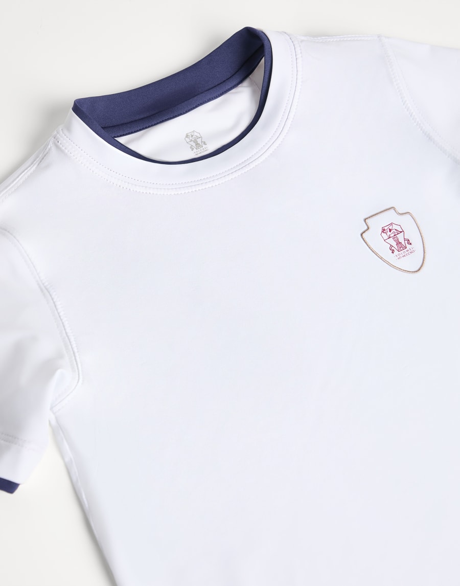 T-shirt with Faux Layering and logo White Boys - Brunello Cucinelli
