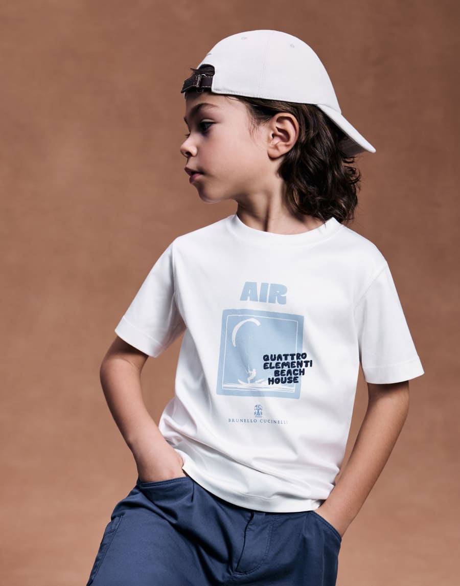 Camiseta con motivo Aire Celeste Niño - Brunello Cucinelli