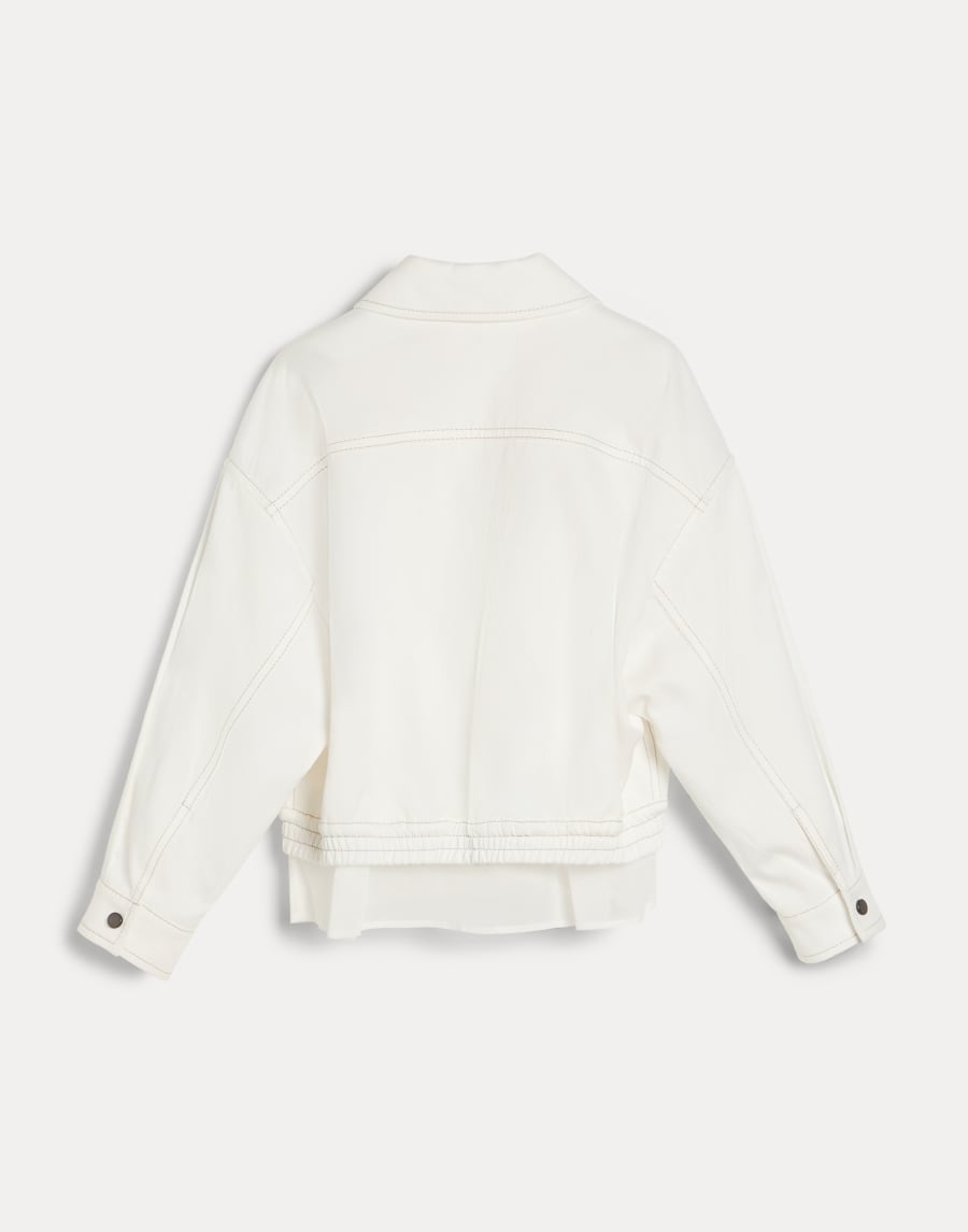 모닐레 장식 페이크 레이어링 블루종 화이트 여아 - Brunello Cucinelli