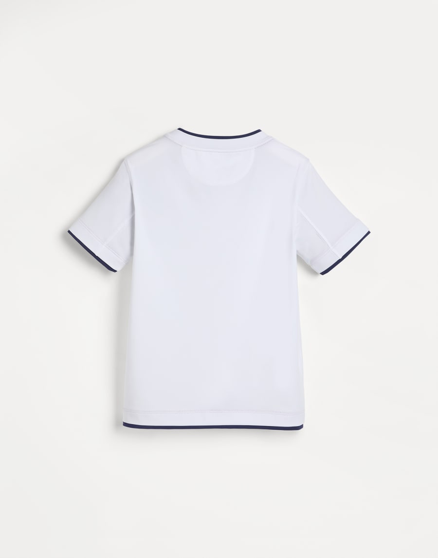 T-shirt with Faux Layering and logo White Boys - Brunello Cucinelli