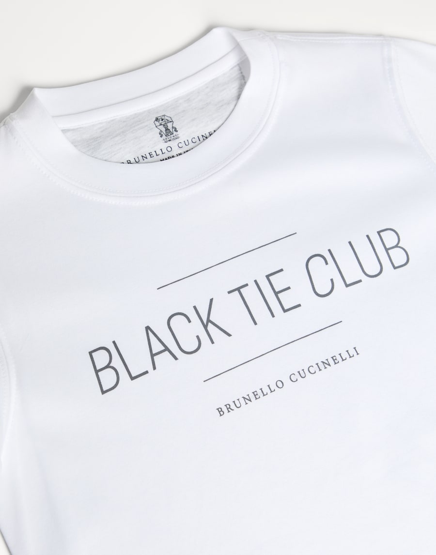 印字棉质平纹针织T恤 白色 男童 - Brunello Cucinelli