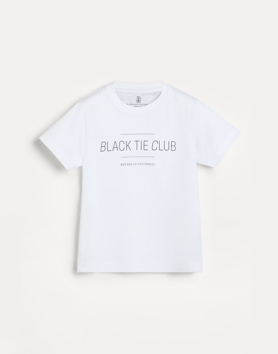 印字棉质平纹针织T恤 白色 男童 - Brunello Cucinelli