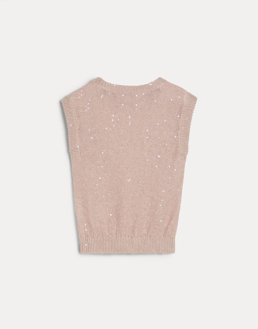 Linen and silk Diamond yarn knit T-shirt Pink Girls - Brunello Cucinelli