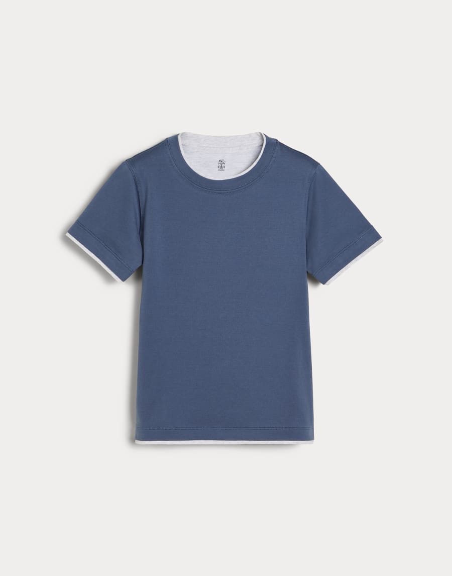 T-shirt with faux-layering Blue Boys - Brunello Cucinelli