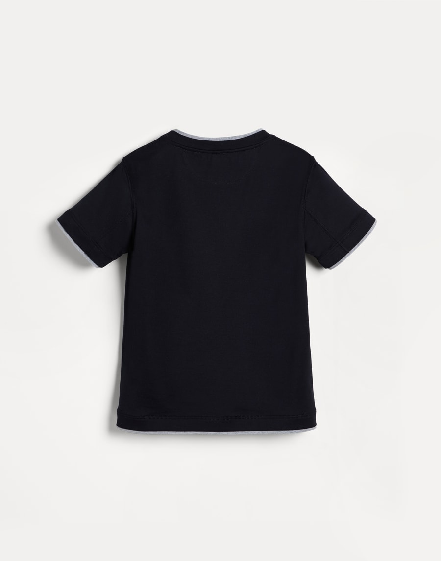 T-shirt with faux-layering Navy Blue Boys - Brunello Cucinelli
