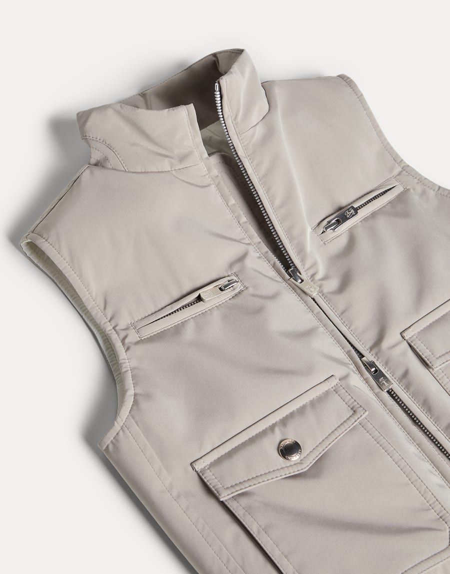 Nylon down vest Light Brown Boys - Brunello Cucinelli