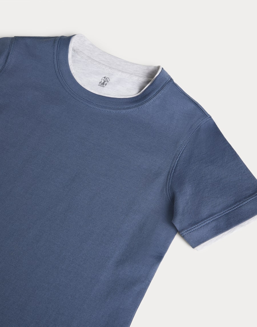 T-shirt with faux-layering Blue Boys - Brunello Cucinelli
