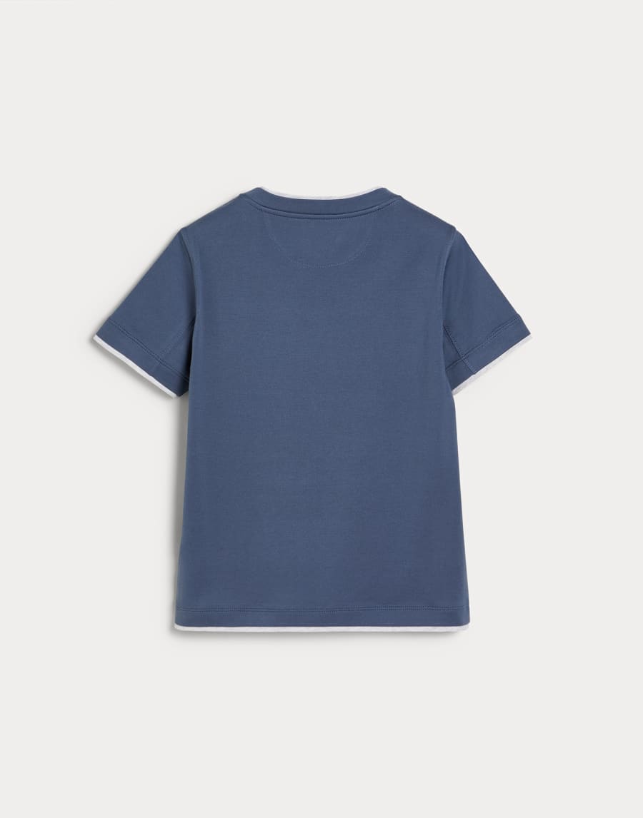 T-shirt with faux-layering Blue Boys - Brunello Cucinelli