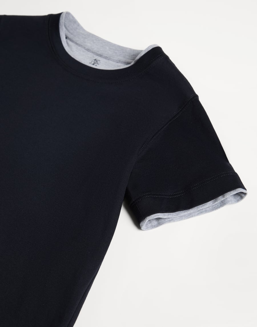 T-shirt with faux-layering Navy Blue Boys - Brunello Cucinelli