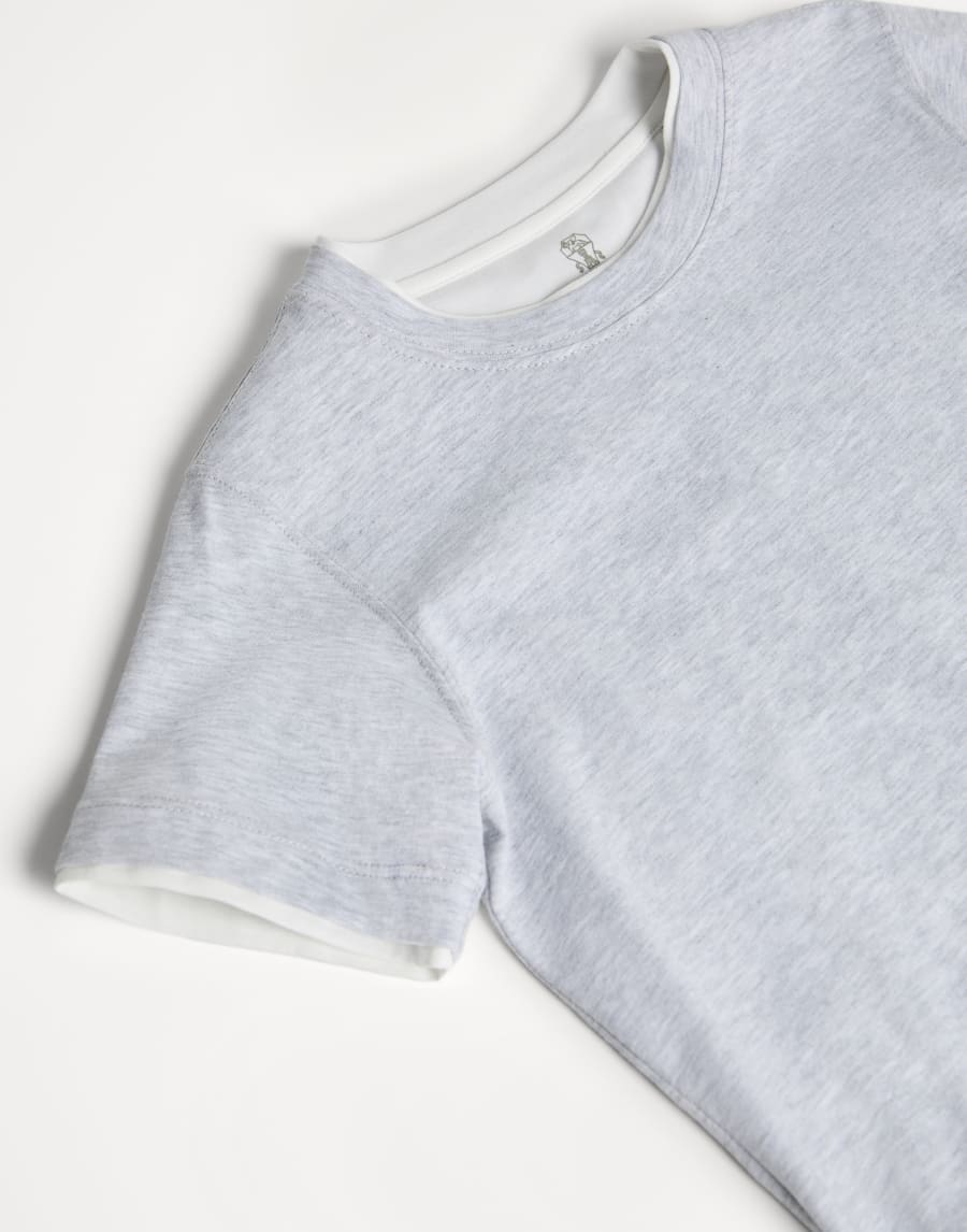 T-shirt with faux-layering Light Grey Boys - Brunello Cucinelli