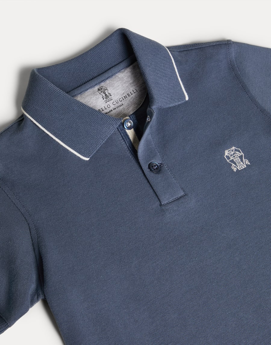 Polo de piqué Azul Niño - Brunello Cucinelli