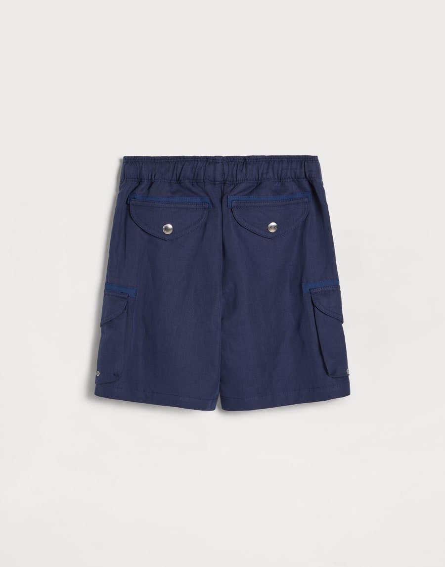 Bermuda shorts with drawstring and cargo pockets Blue Boys - Brunello Cucinelli