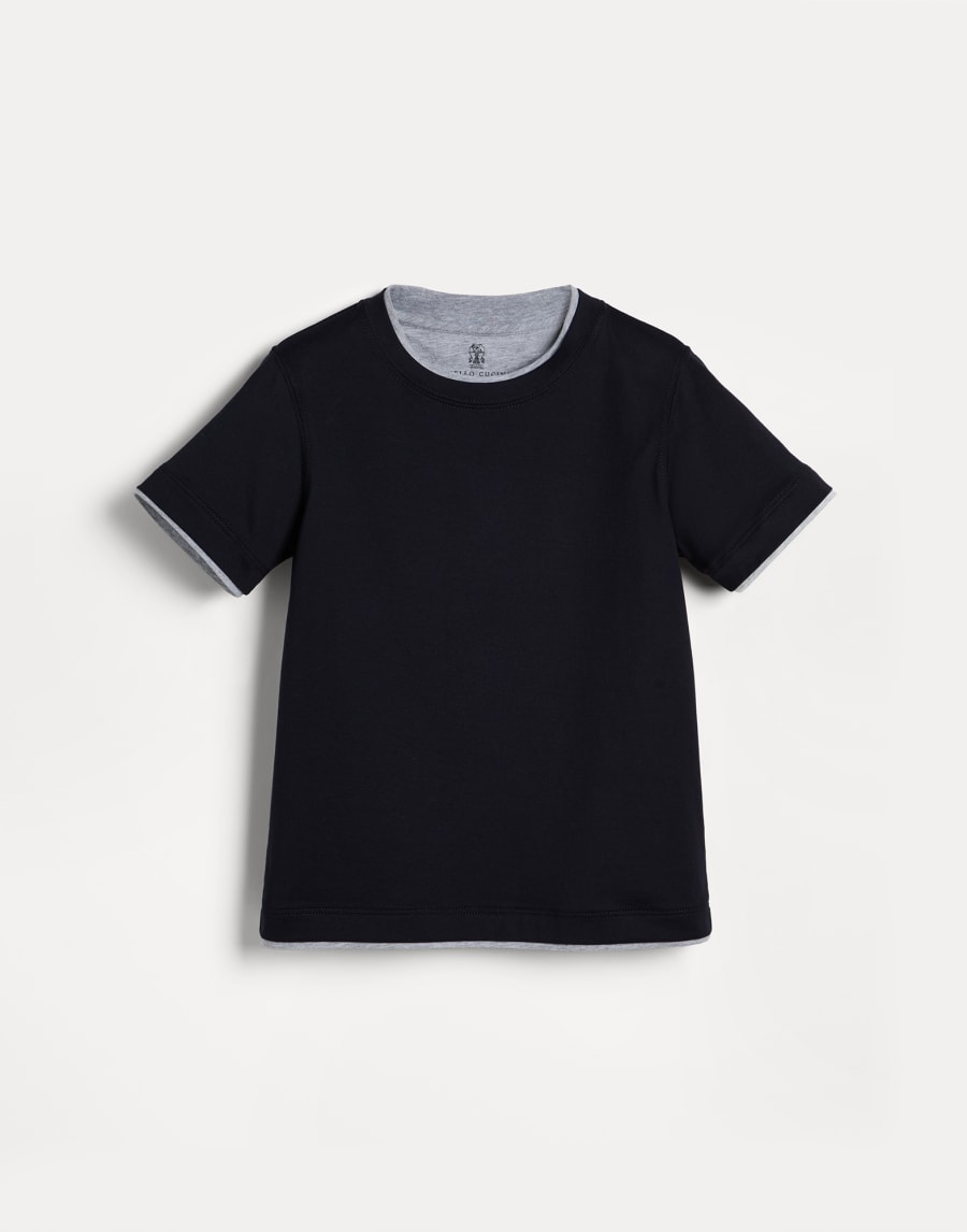 T-shirt with faux-layering Navy Blue Boys - Brunello Cucinelli