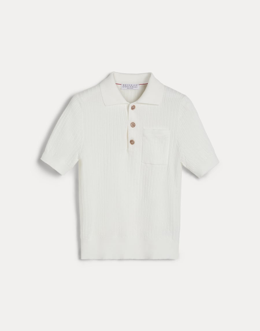 Textured Rib polo shirt Panama Boys - Brunello Cucinelli