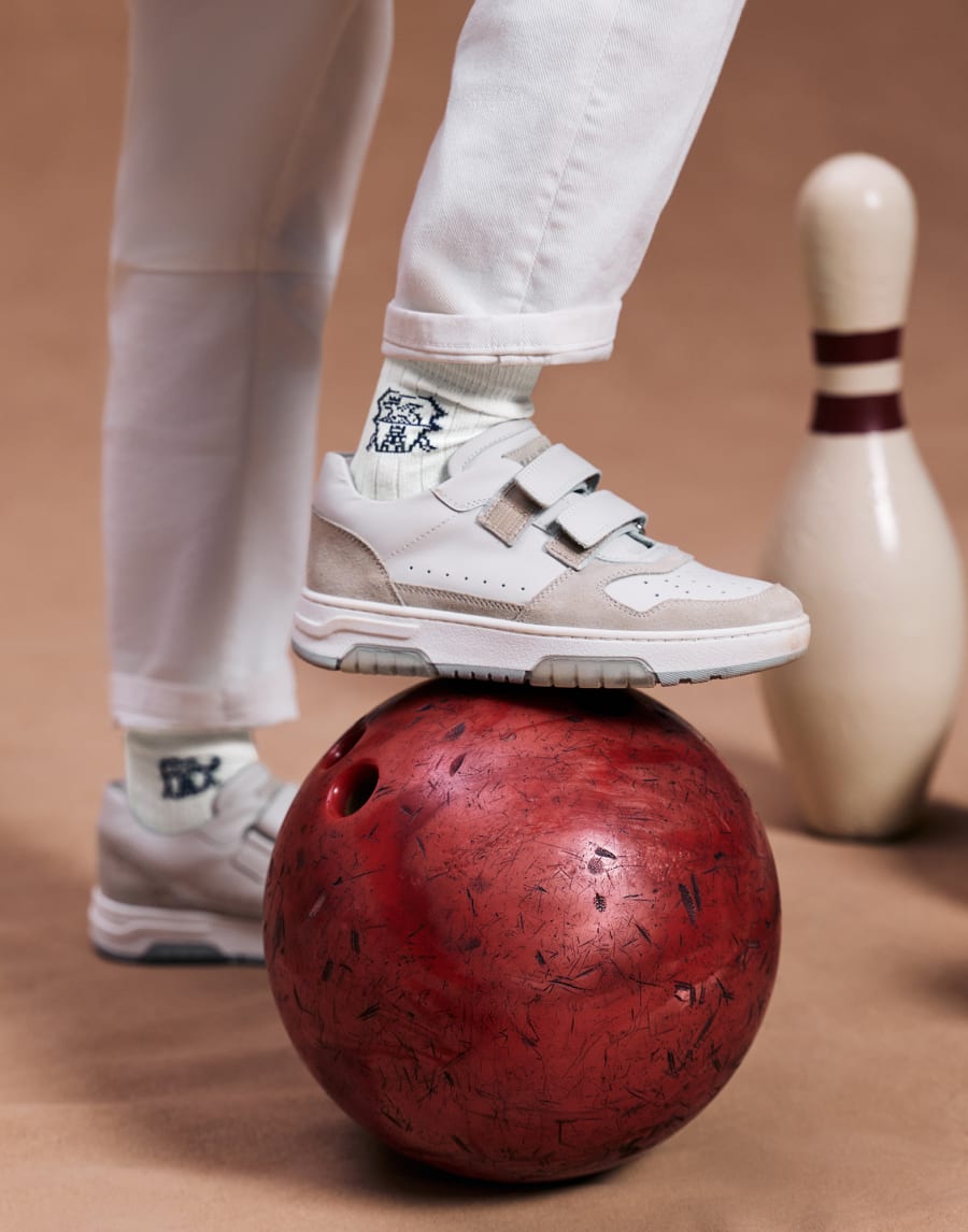 インターシャ入り リブニットソックス ブルー ボーイズ - Brunello Cucinelli