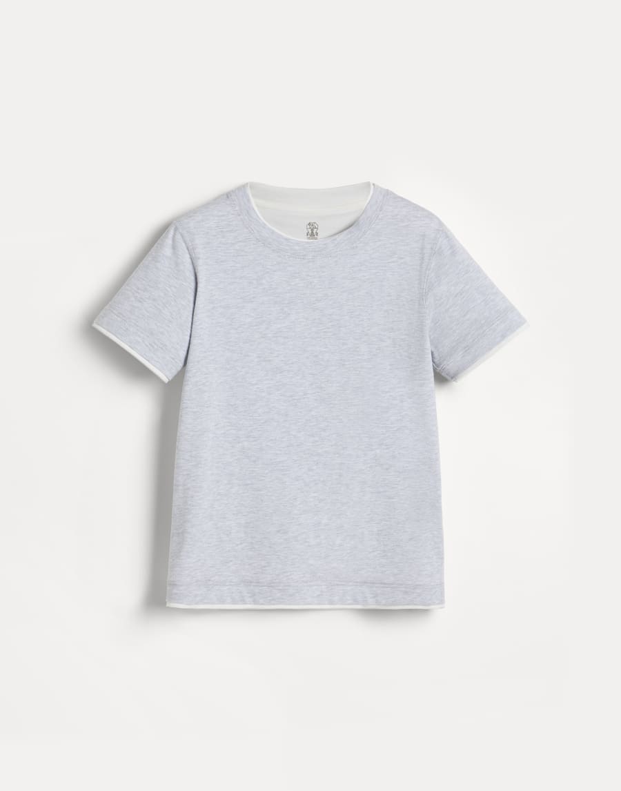 T-shirt with faux-layering Light Grey Boys - Brunello Cucinelli