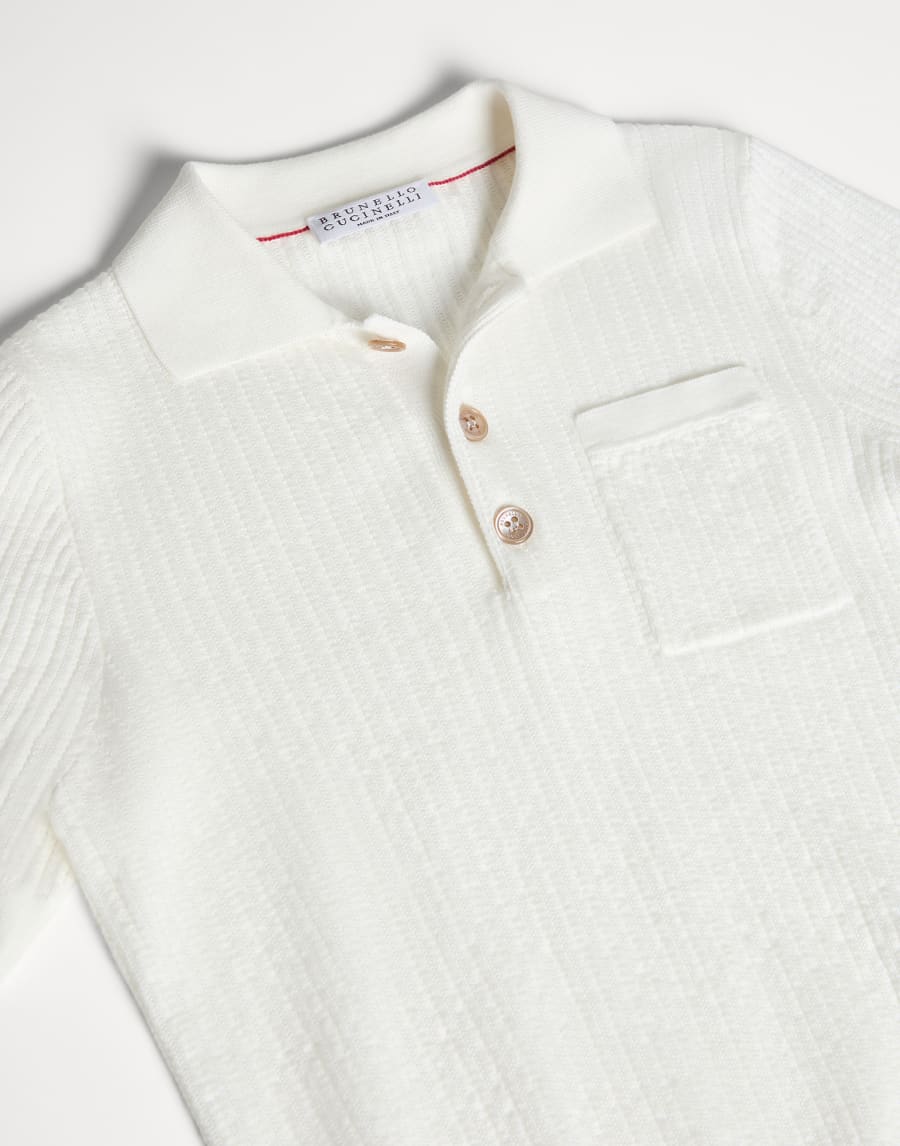 Textured Rib polo shirt Panama Boys - Brunello Cucinelli