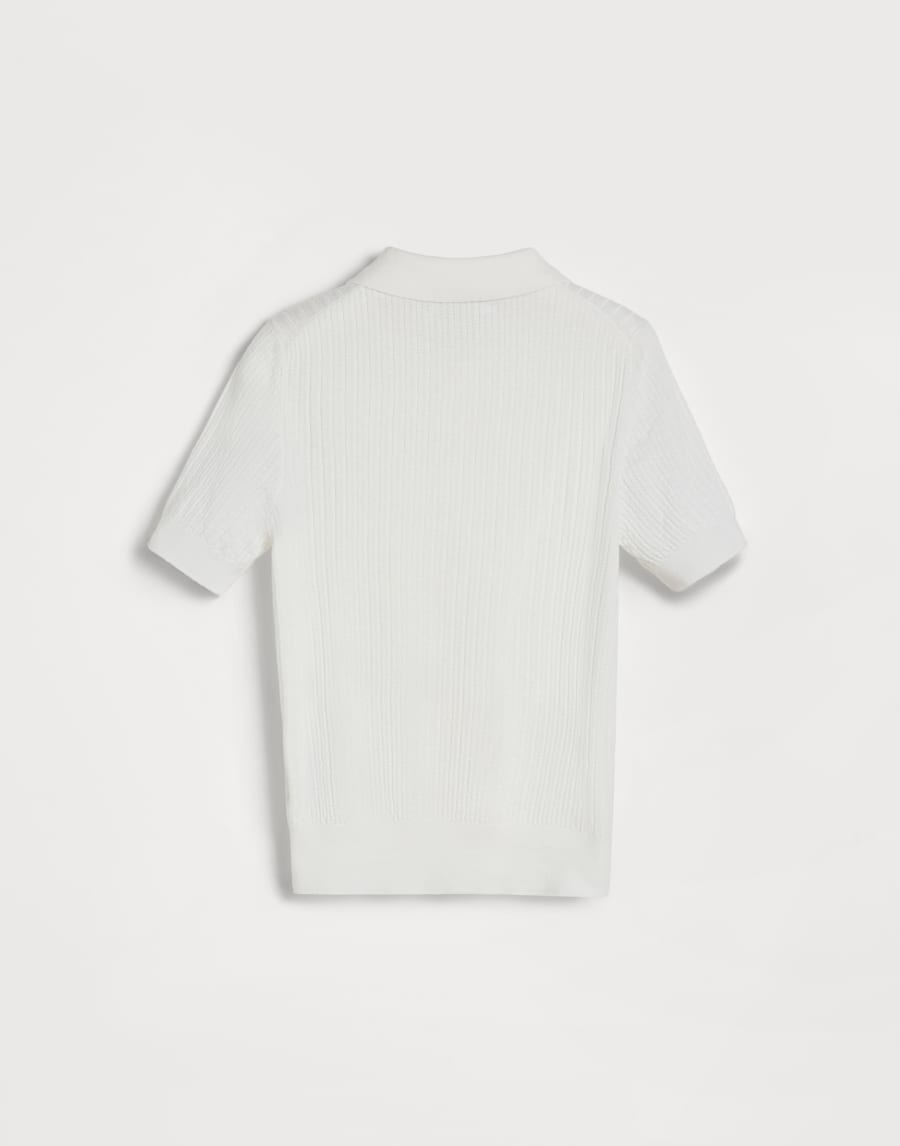 Textured Rib polo shirt Panama Boys - Brunello Cucinelli