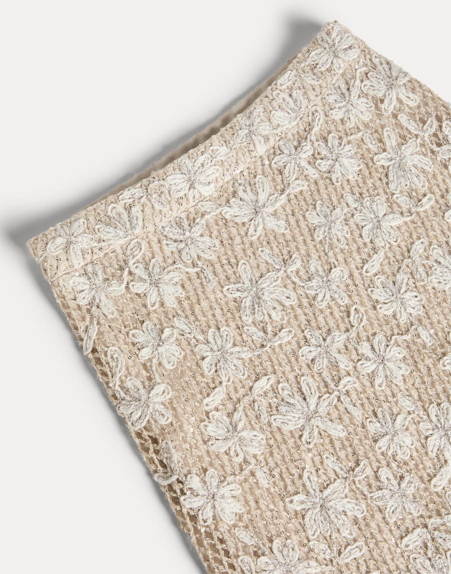 Dazzling Daisy Net Embroidery skirt Natural Girls - Brunello Cucinelli
