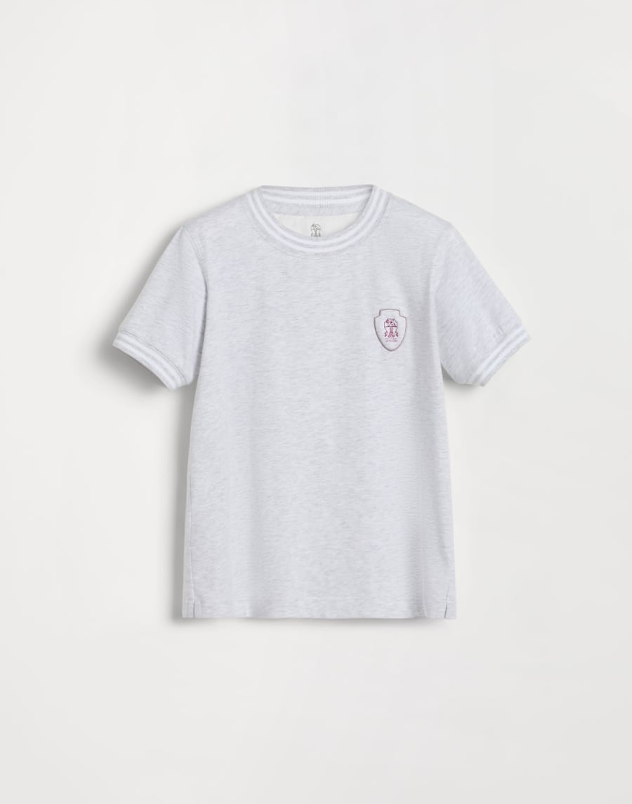 徽标装饰棉质汗布 T 恤 珠光灰 男童 - Brunello Cucinelli