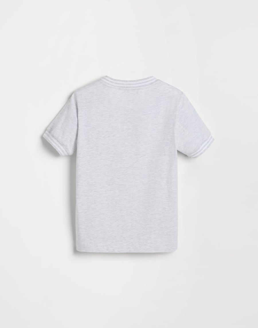 徽标装饰棉质汗布 T 恤 珠光灰 男童 - Brunello Cucinelli