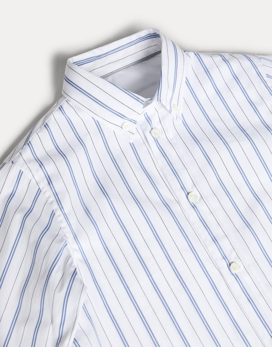 Camisa de popelina multirayas Denim Niño - Brunello Cucinelli