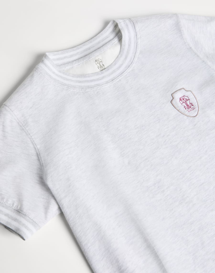 徽标装饰棉质汗布 T 恤 珠光灰 男童 - Brunello Cucinelli