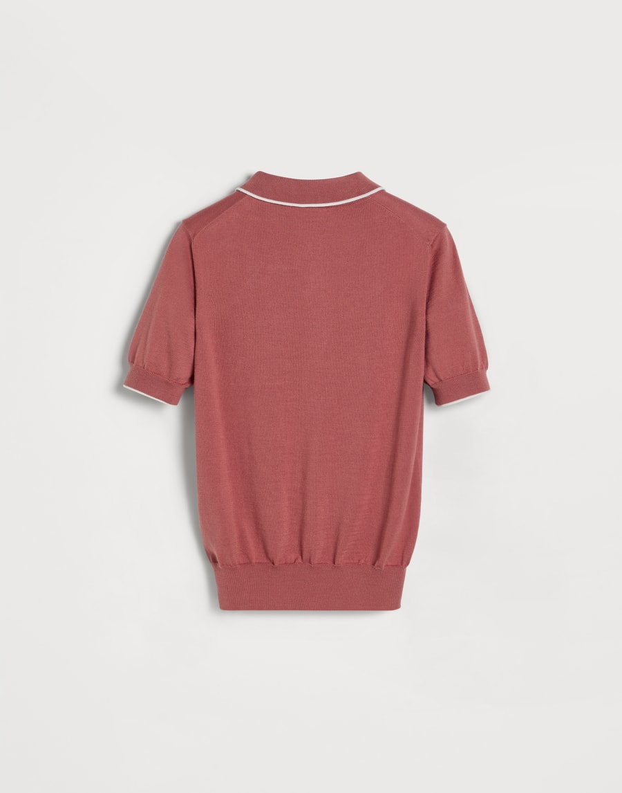 Polo en maille légère de coton avec logo Orange Garçon - Brunello Cucinelli