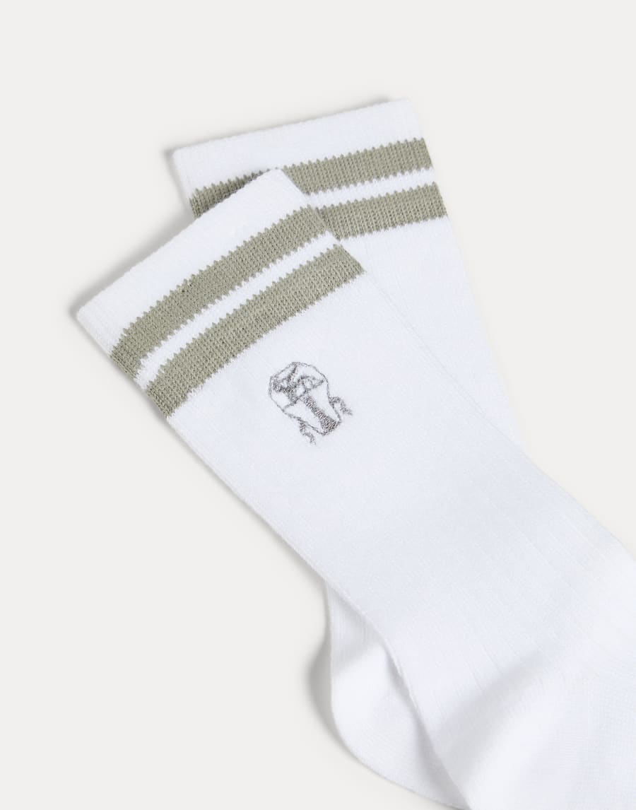 Cotton knit socks with logo Sage Girls - Brunello Cucinelli