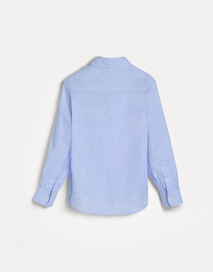 Camisa Aire con cuello abotonado Azul Claro Niño - Brunello Cucinelli