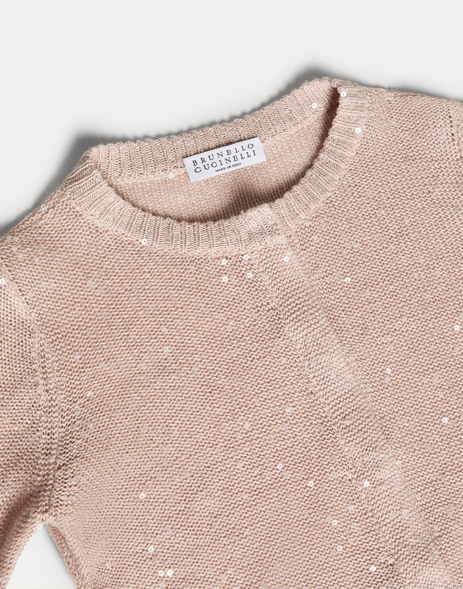 Linen and silk Diamond yarn cardigan Pink Girls - Brunello Cucinelli