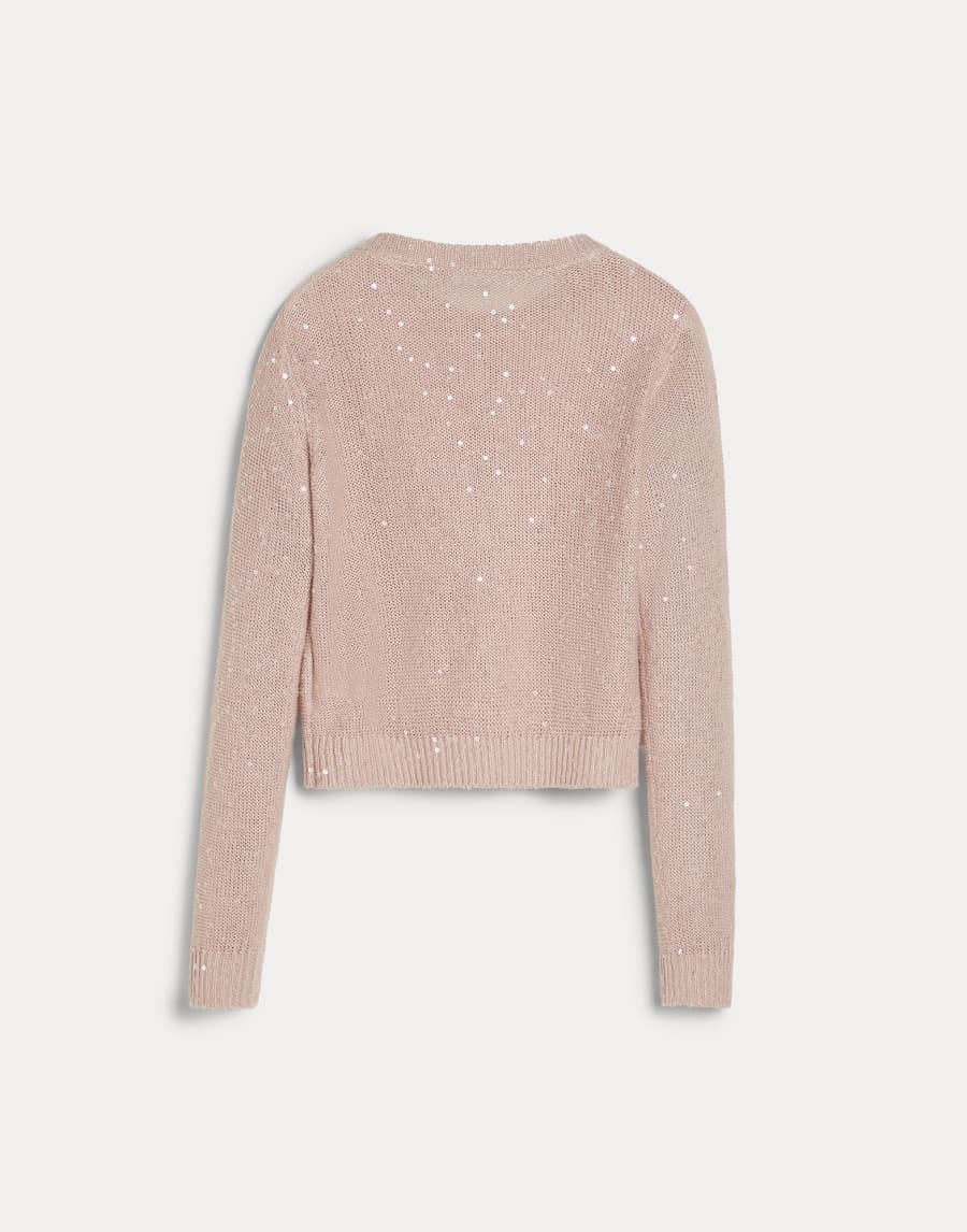 Linen and silk Diamond yarn cardigan Pink Girls - Brunello Cucinelli