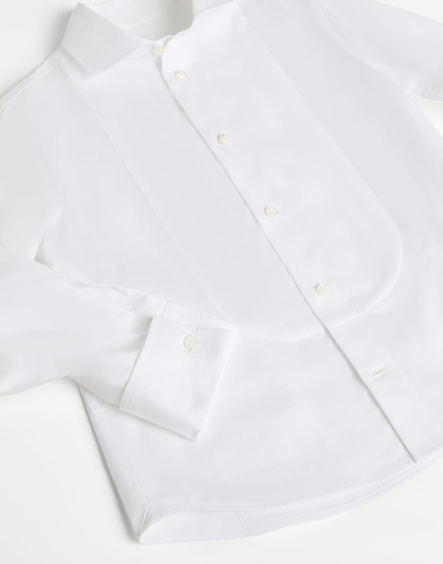 Camisa de sarga con cuello francés Blanco Niño - Brunello Cucinelli