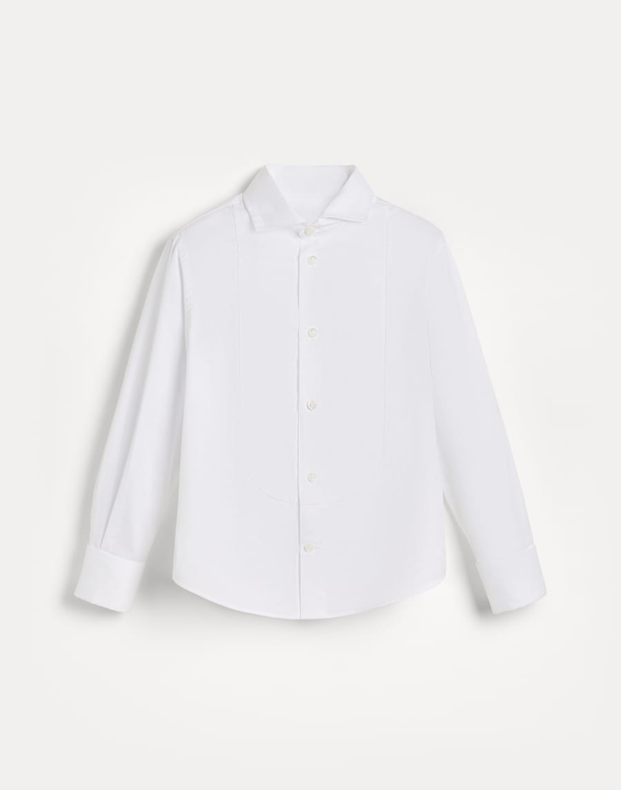 Camisa de sarga con cuello francés Blanco Niño - Brunello Cucinelli