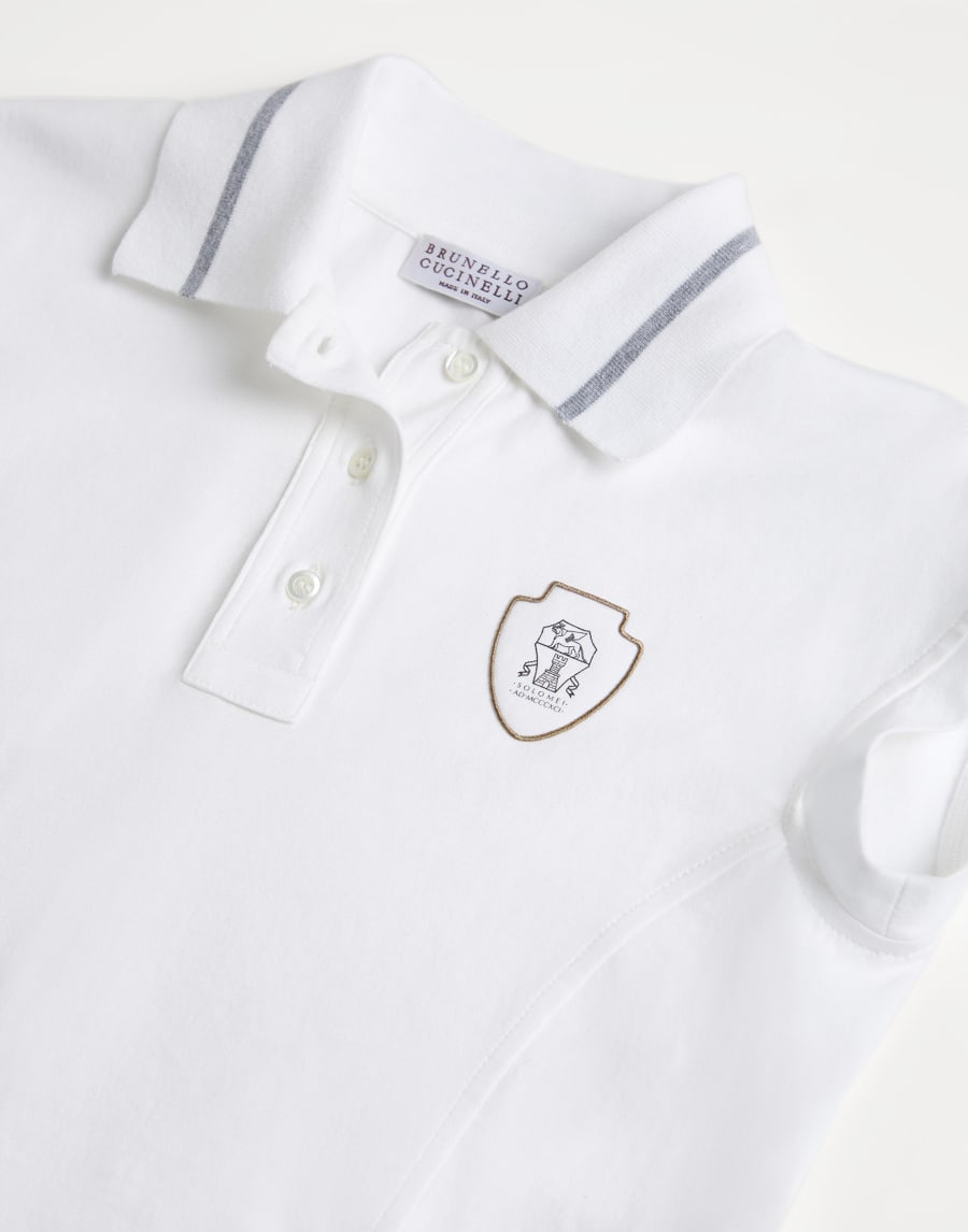 Cotton jersey polo shirt with logo White Girls - Brunello Cucinelli