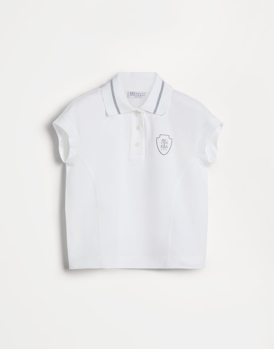 Cotton jersey polo shirt with logo White Girls - Brunello Cucinelli