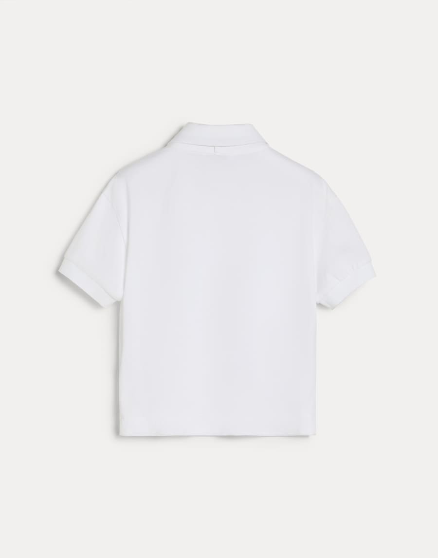 Polo con aplicaciones de punto y corbata Blanco Niña - Brunello Cucinelli