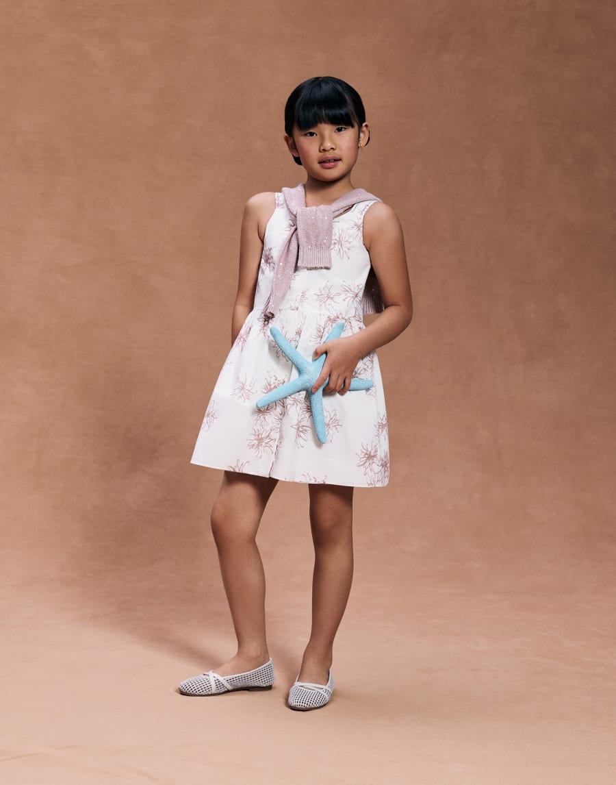 Linen and silk Diamond yarn cardigan Pink Girls - Brunello Cucinelli