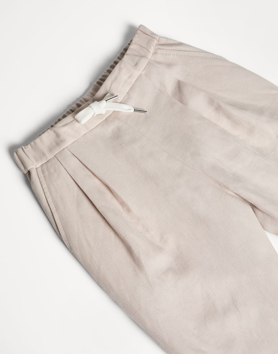 Trousers with drawstring and double pleats Light Brown Boys - Brunello Cucinelli