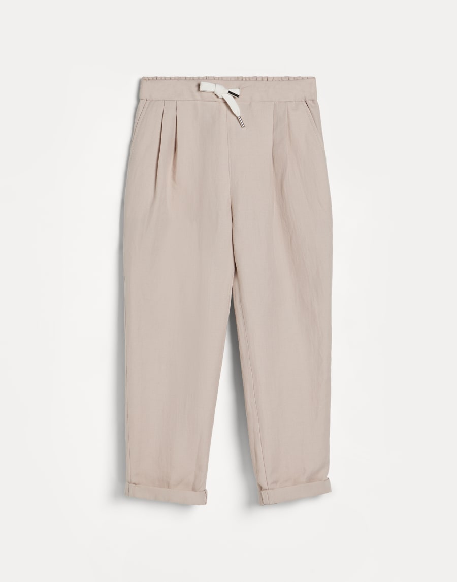 Trousers with drawstring and double pleats Light Brown Boys - Brunello Cucinelli