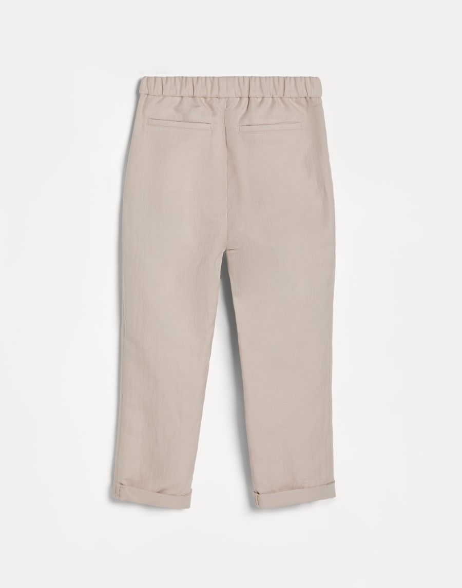 Trousers with drawstring and double pleats Light Brown Boys - Brunello Cucinelli